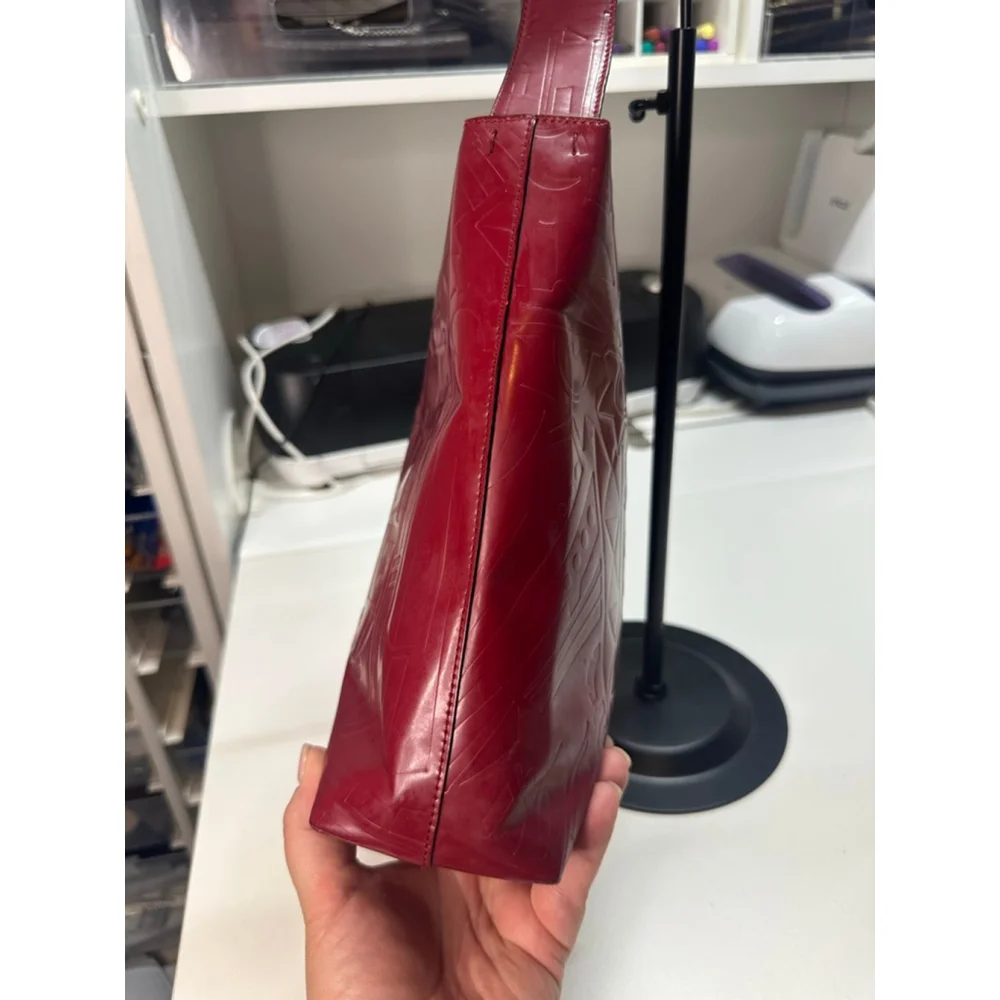 Women's Prada Deep Red Embossed Patent Leather Shoulder Bag One Size - Picture 4 of 16